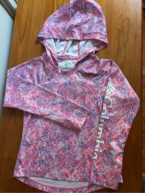 Columbia Kids Pink and Blue Camo Hooded Swim Rashguard